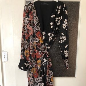 Zara floral wrap dress
